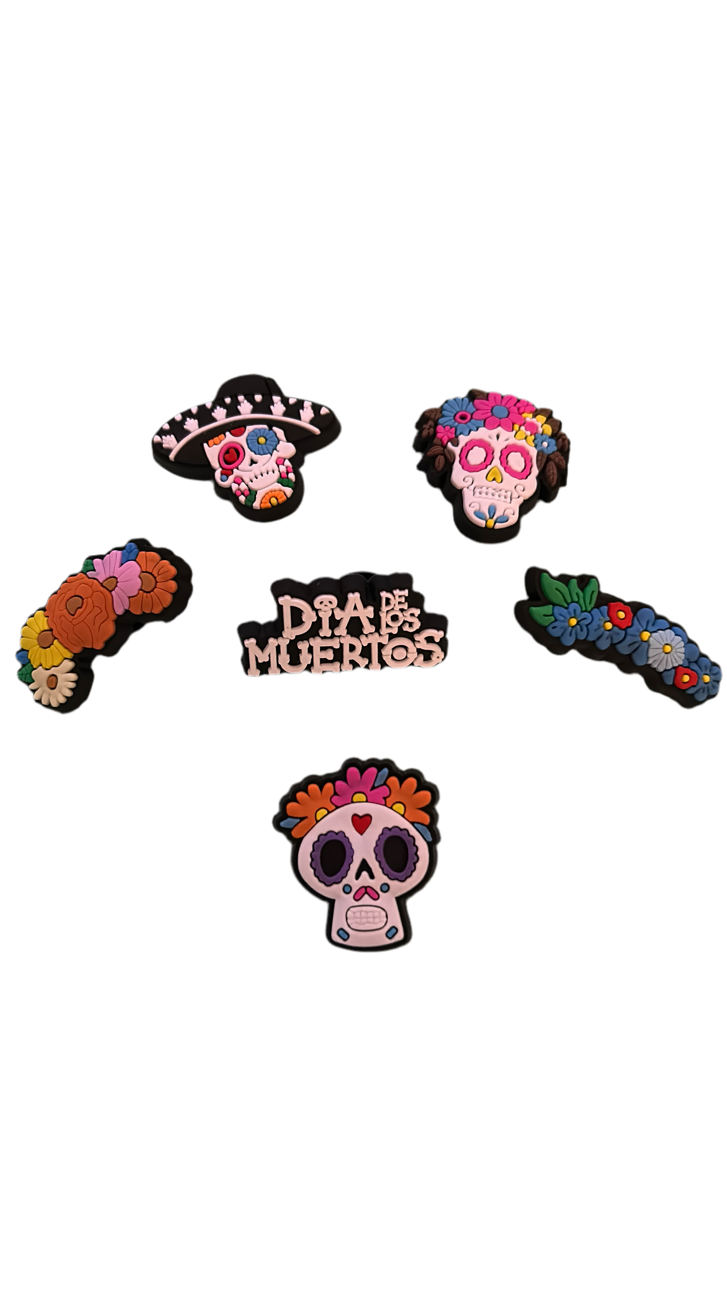 Halloween shoe decoration charms 6 sugar skull shoe charm set “Dia De Los Muertos” 🧡🩷🩵